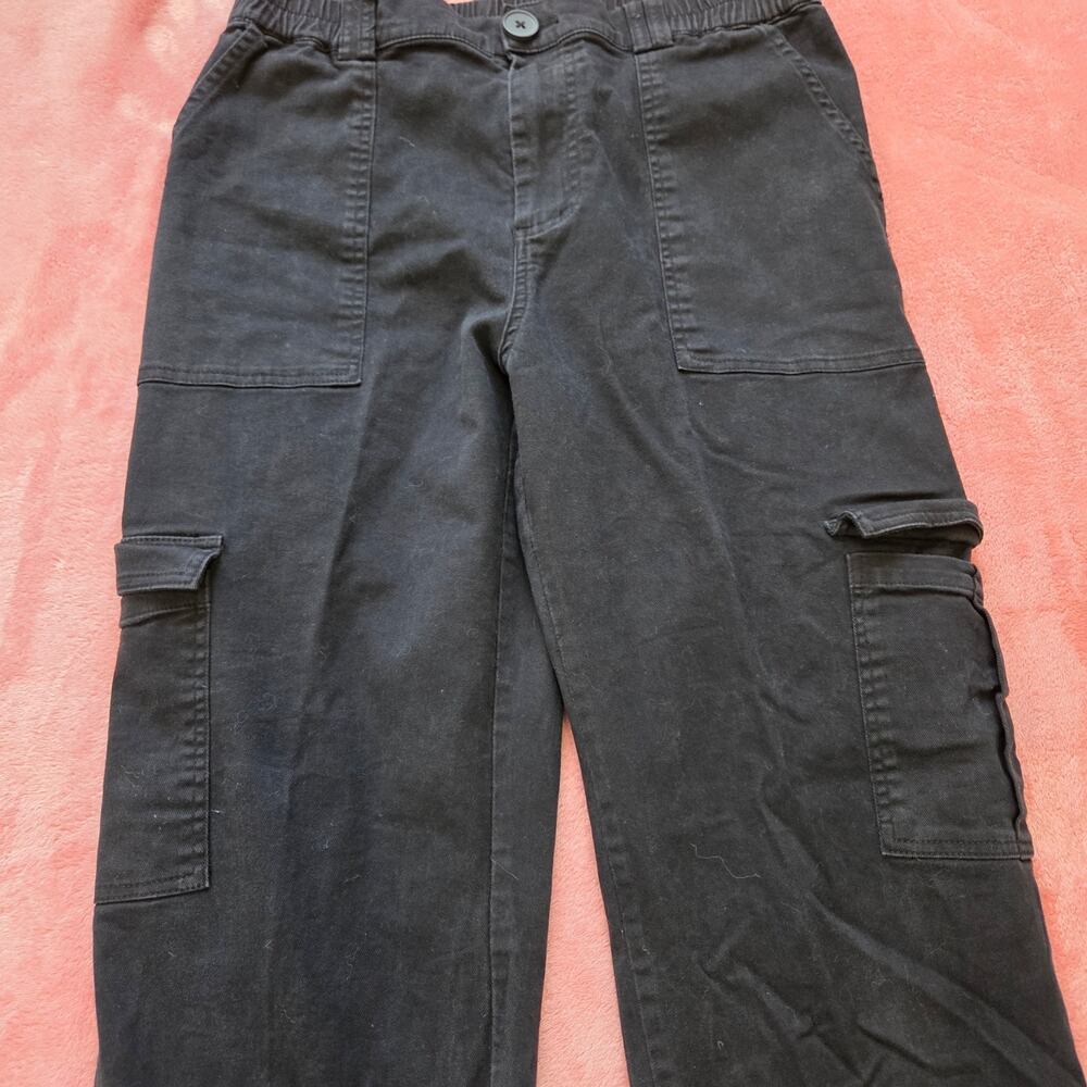 LEPUNUO Women's Elastic Waist Black Cargo Pants Size M - Picture 3 of 8